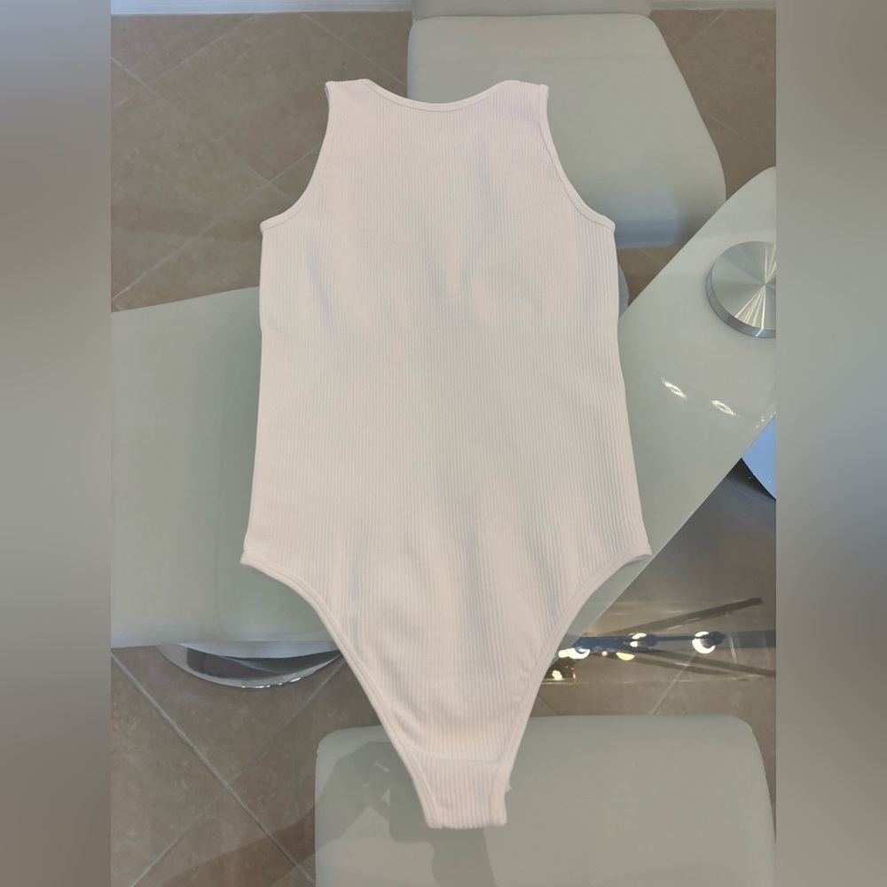 White Ribbed Kids One Piece - Picture 2 of 5